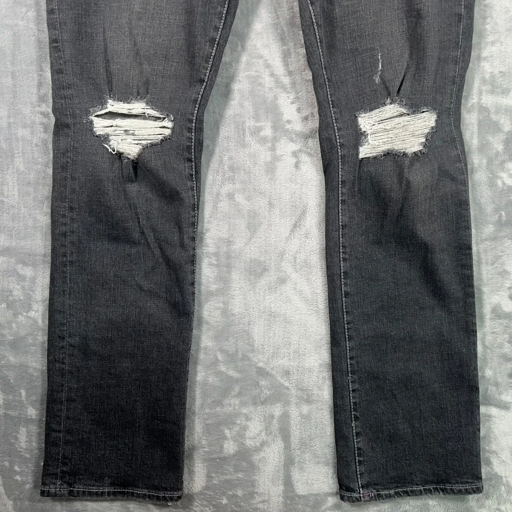True Religion Ricky Relaxed Straight Jeans Men 38x34 Gray Distressed Flap Pocket
